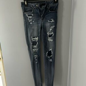 American Eagle Outfitters Women's Distressed Blue Jeans